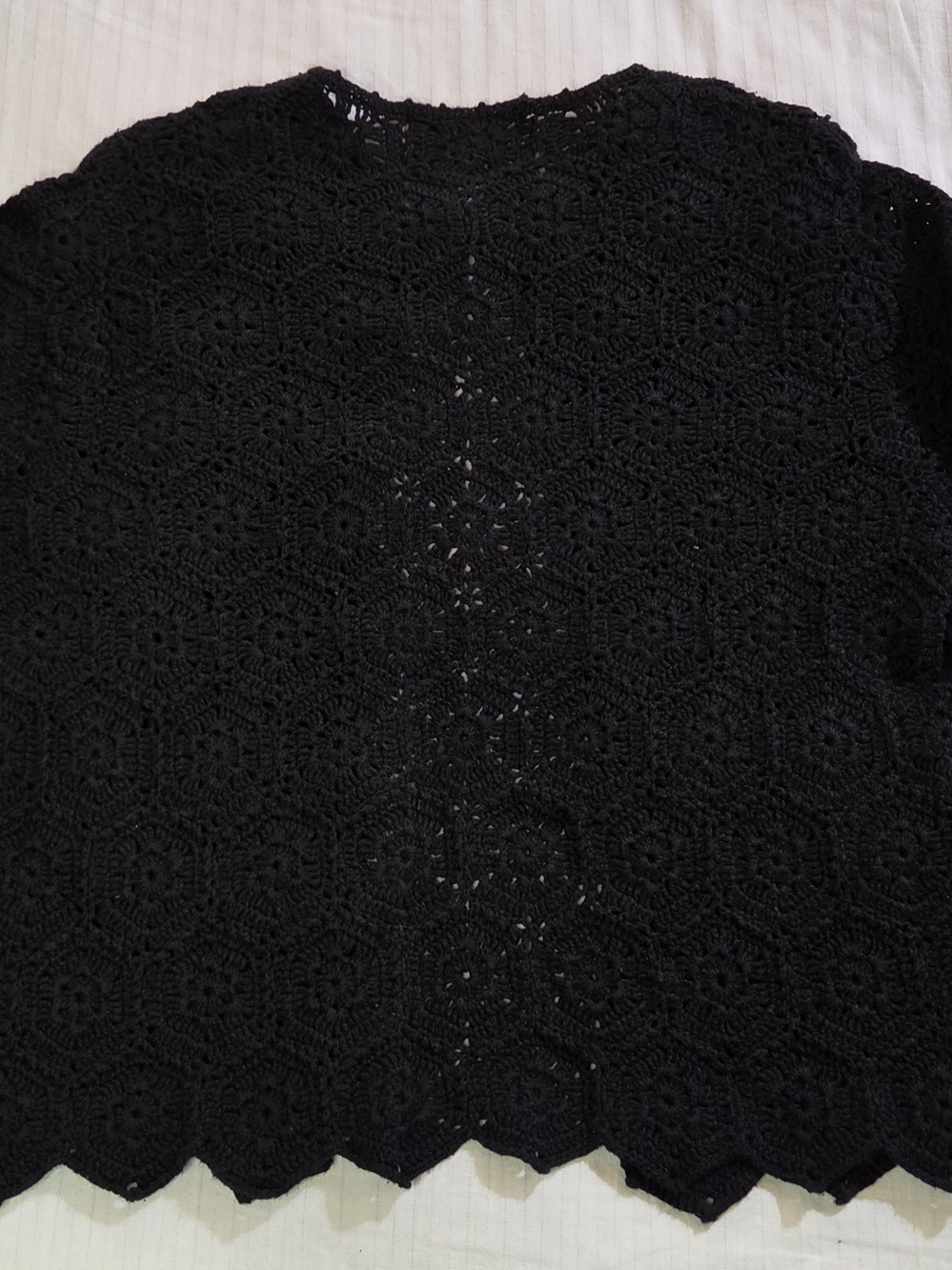 Vintage Tiara Petites Black Women's Black Crochet Knit Button-Front Cardigan - Picture 2 of 7